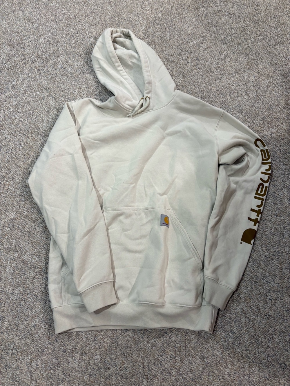 Carhartt Cream Hooded Pullover with Sleeve Logo